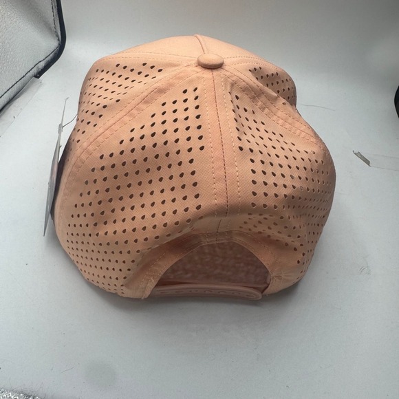 Bucked Up Hat Peach Gold Deer Logo Perforated Snapback Baseball Cap NWT - Picture 3 of 8